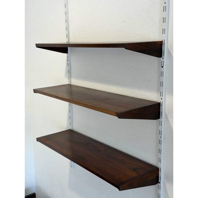 Brown Danish Rosewood Wall Unit Scandinavian Shelving System in Style of Kai Kristiansen Mid Century For Sale - Image 8 of 11