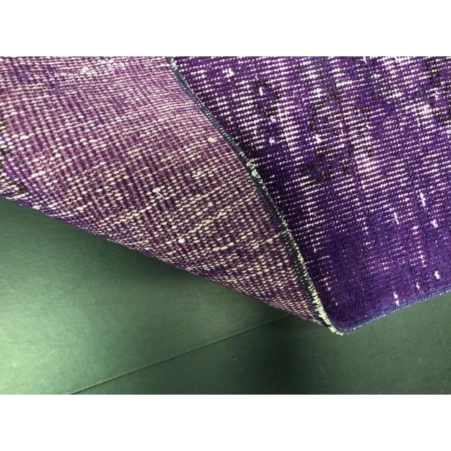 Vintage Hand Knotted Purple Runner Rug For Sale - Image 10 of 11