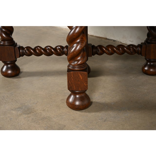 Stickley Brothers Antique Mission Oak Arts & Crafts Barley Twist Extension Dining Table, Newly Refinished For Sale - Image 10 of 13