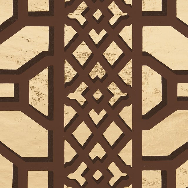 Modern SAMPLE - Schumacher Zanzibar Trellis Mylar Wallpaper In Gold Mylar For Sale - Image 3 of 4