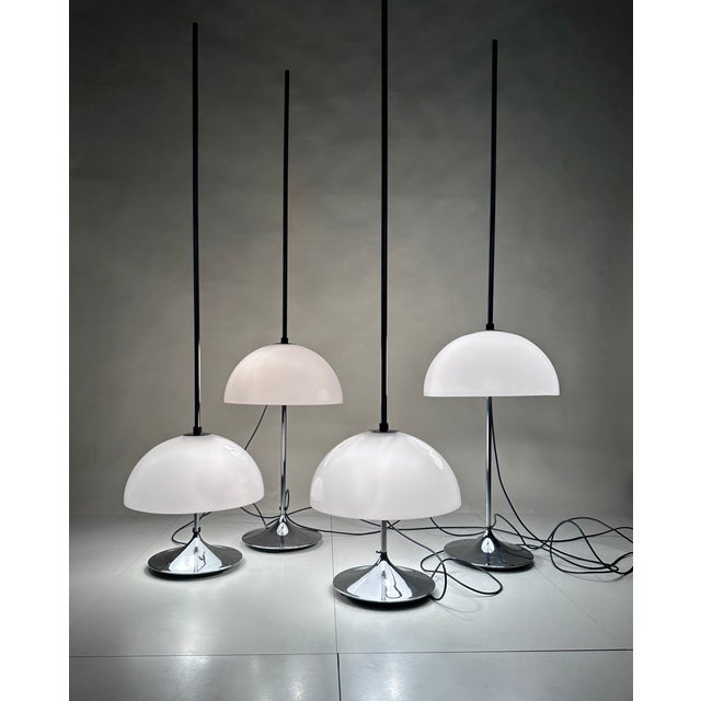 Height-Adjustable Mushroom Floor Lights with Chromed Tulip Bases by Frank Bentler for Wila Leuchten, West Germany, 1960s, Set of 4 For Sale - Image 6 of 18