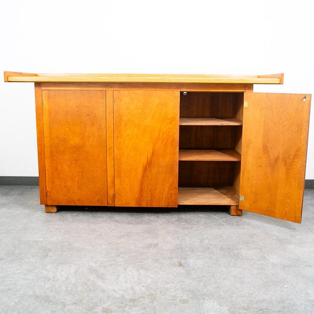 Mid Century Modern Cabinet Custom Bar Liquor White Oak Cabinet Shelves 72" Black For Sale - Image 4 of 12