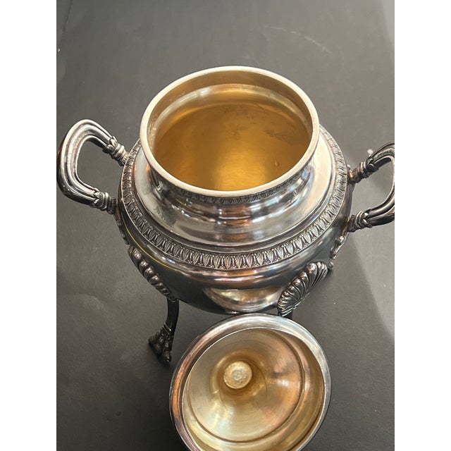 Antique Neoclassical French Silver-Plate Teapot Set Creamer & Sugar Box- 3 Pieces For Sale - Image 4 of 12