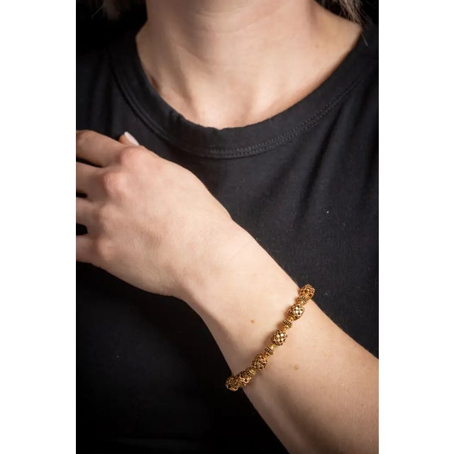1990s 18k Gold Bracelet With Sapphire and Diamond Clasp by Deborah Lockhart Phillips For Sale - Image 5 of 6