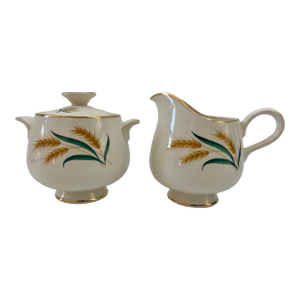 Midcentury Gilt Royal Harvest Sugar & Creamer Set - Set of 2