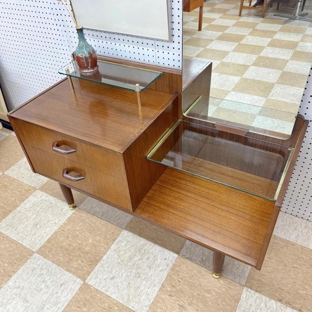 G Plan Mid 20th Century G-Plan Tola & Brass Dressing Table by D. Gomme For Sale - Image 4 of 9