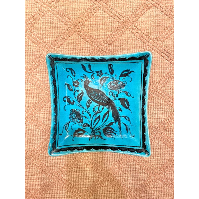 1960s 1960s Vintage Italian Turquoise Glazed Catchall Dish For Sale - Image 5 of 5