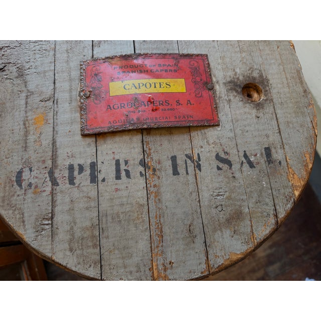 Antique Spanish Capers Barrel Top Sign For Sale - Image 10 of 14