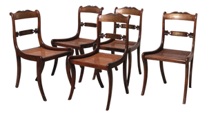 Antique English Regency Style Chairs, 1890s, Set of 5