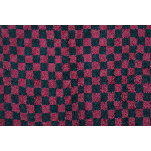 Checkered Wool Turkish Tulu Rug For Sale - Image 6 of 12