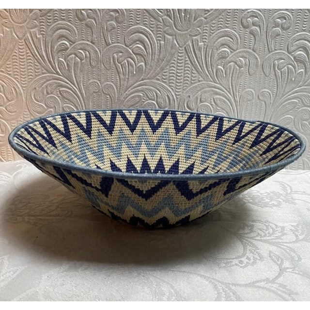 1980s 1980s Vintage Hand Woven Chevron Native American Style Tribal Basket For Sale - Image 5 of 9