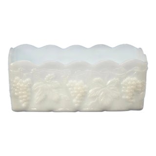 White Milk Glass Grape Motif Rectangle Planter For Sale