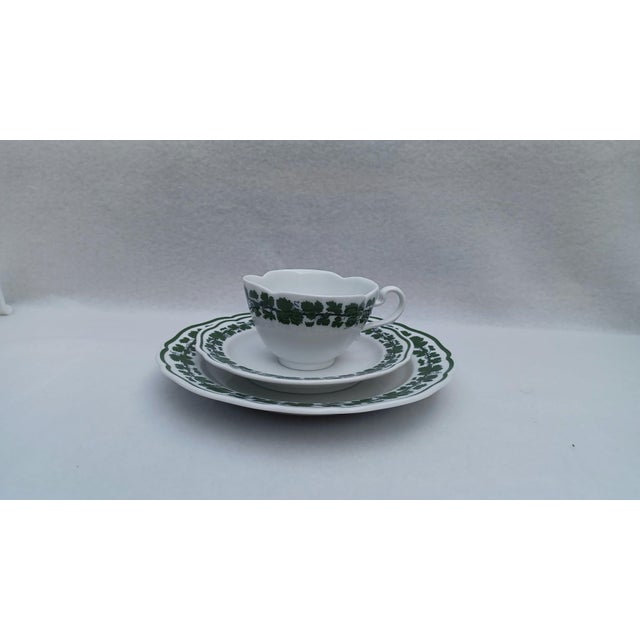 Green Vintage Porcelain Breakfast Trio Set from Meissen, 1930s, Set of 3 For Sale - Image 8 of 8
