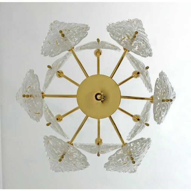 Mid-Century Italian Modern Brass and Murano Glass Chandelier, 1970s For Sale - Image 6 of 7