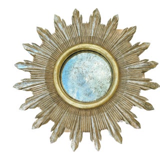 Vintage Thomas W. Morgan, Inc Large Gilt-Wood Starburst Round Mirror For Sale