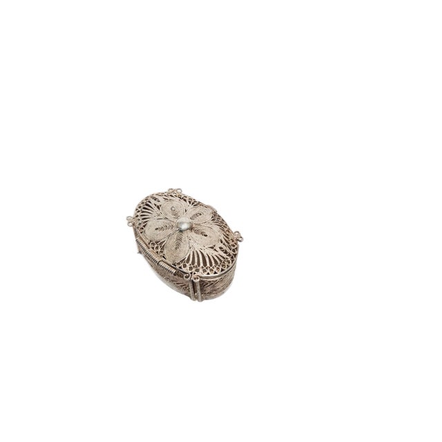 Silver Russian Silver Filigan Pill Container, Germany, 1930s For Sale - Image 8 of 9