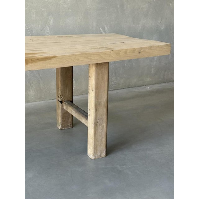 Antique Elm Farm House Table For Sale - Image 6 of 11