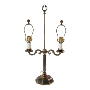 Vintage Brass Double Arm Candlestick Table Lamp