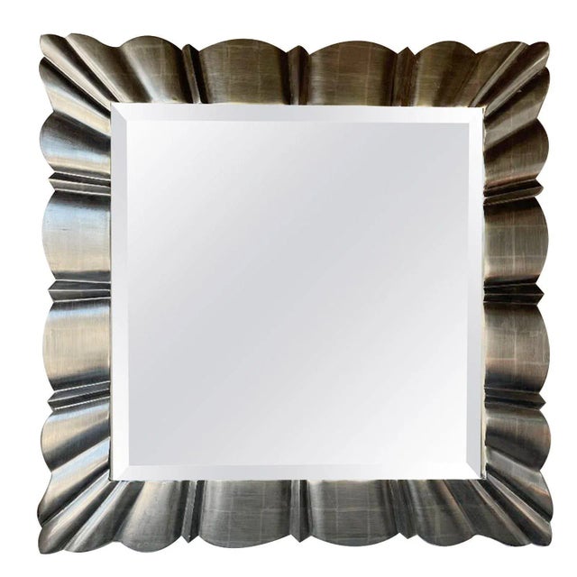 1980s Square White Gold Leaf Mirror by Bryan Cox For Sale - Image 5 of 5