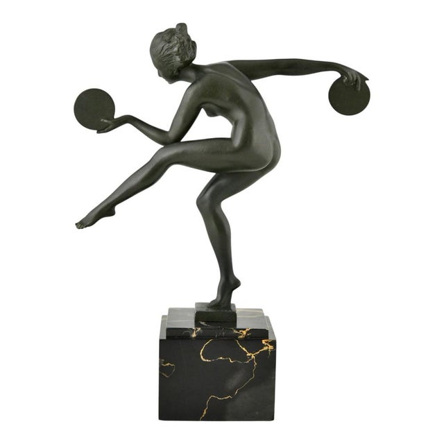 Andre Derenne / Marcel Bouraine, Art Deco Sculpture of Pagan Dance, 1930, Metal on Marble Base For Sale - Image 4 of 9