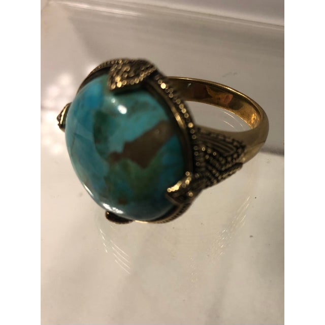 Rustic 1990s Barse Turquoise Gold Ring (Unisex), Size 10.5 For Sale - Image 3 of 12
