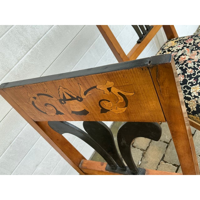 Wood Pair of Antique Inlaid Biedermeier Side Chairs For Sale - Image 7 of 12