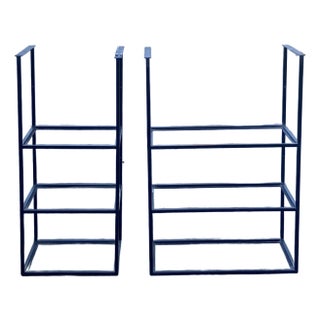 Custom Metal and Glass Wall Shelving Units - Set of 2 For Sale