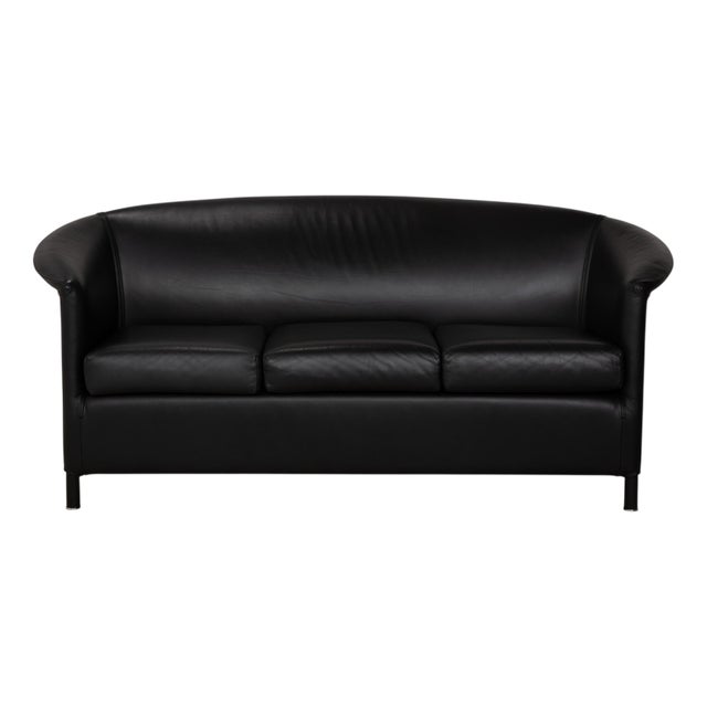 Leather Aura Three-Seater Sofa in Black by Paolo Piva for Wittmann For Sale