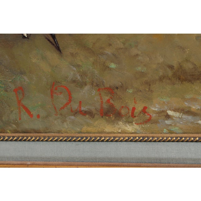 Large French Artist Signed Oil Painting on Canvas of Courtyard For Sale - Image 16 of 18