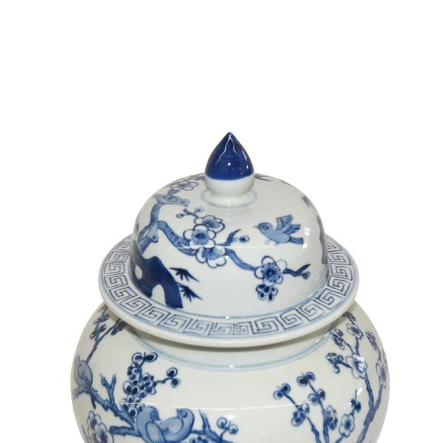 Chinoiserie Blue and White Bird Flower Gingerjar Chinoiserie Chic For Sale - Image 3 of 3