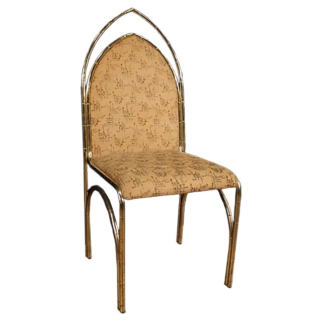 Italian Golden Metal Dining Chairs, 1970s, Set of 6 For Sale