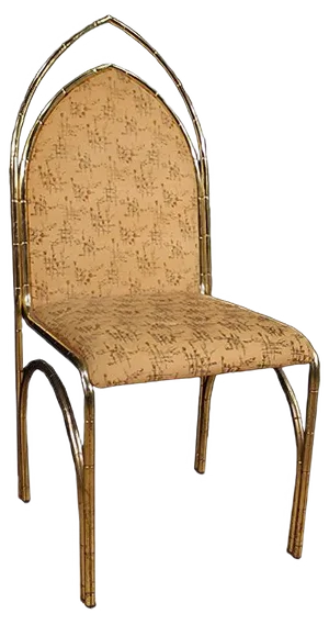 Italian Golden Metal Dining Chairs, 1970s, Set of 6