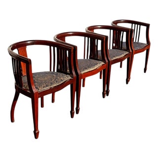 Edwardian Mahogany Hotel Foyer Chairs, Set of 4 For Sale