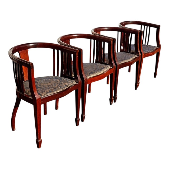 Edwardian Mahogany Hotel Foyer Chairs, Set of 4 For Sale