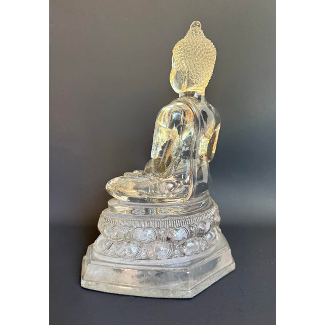 Plastic 1970s Lucite Buddha Figure on Lotus Throne Pedestal For Sale - Image 7 of 13