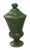 Vintage Glossy Olive Green Ceramic Pedestal Urn With Lid For Sale - Image 4 of 12
