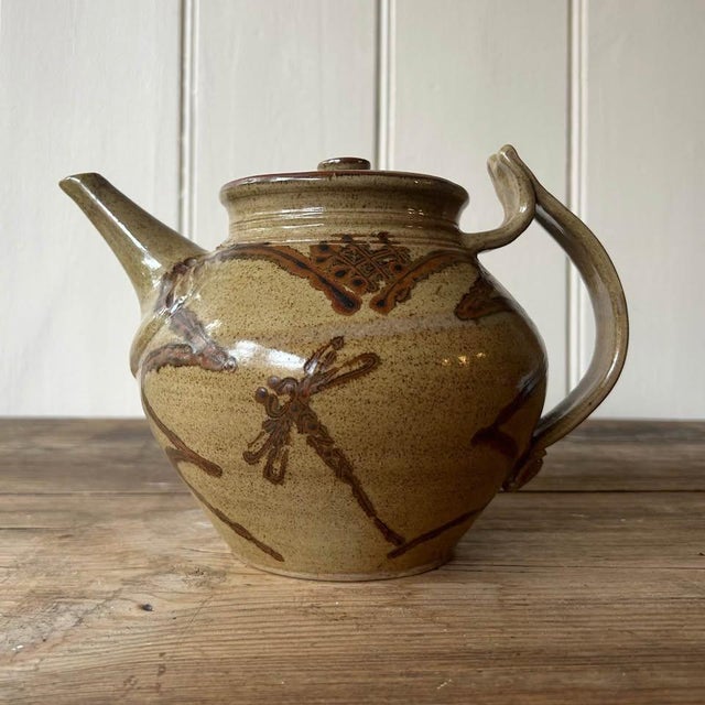 Ceramic Vintage Danish Studio Pottery Teapot with Dragonfly Glaze Motif Decoration by Elsa Benattar, 1970s For Sale - Image 7 of 7