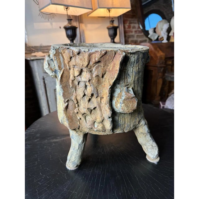 Vintage French Faux Bois Concrete Planter | Mid-Century Garden Planter, Circa 1960s For Sale - Image 11 of 12