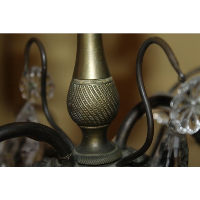 19thc French Rococo Baccarat Style Bronze Crystal Electrified Girandoles Table Lamps a - Pair For Sale - Image 10 of 13