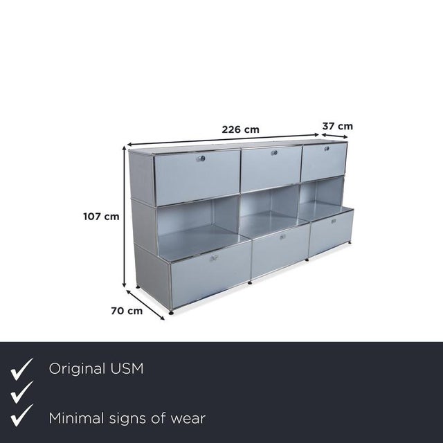 Silver Grey Metal Sideboard from USM Haller For Sale - Image 6 of 6