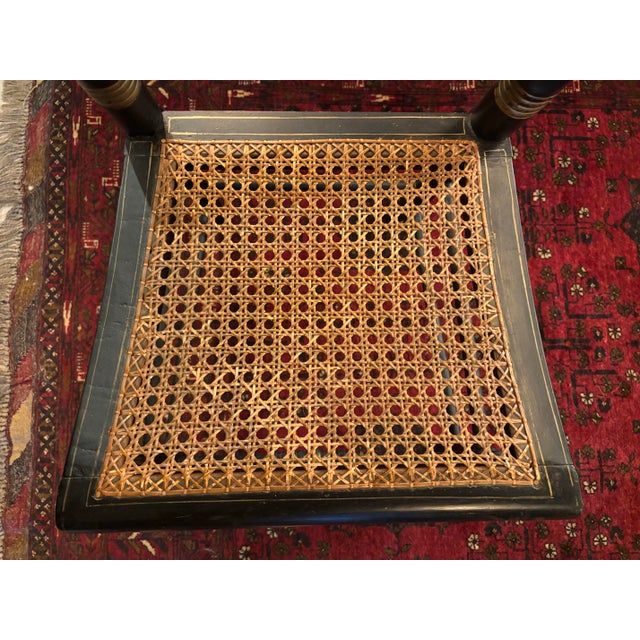 Antique Hitchcock-Style Black & Gold Stenciled Caned Side Chair [Gm] For Sale - Image 4 of 7
