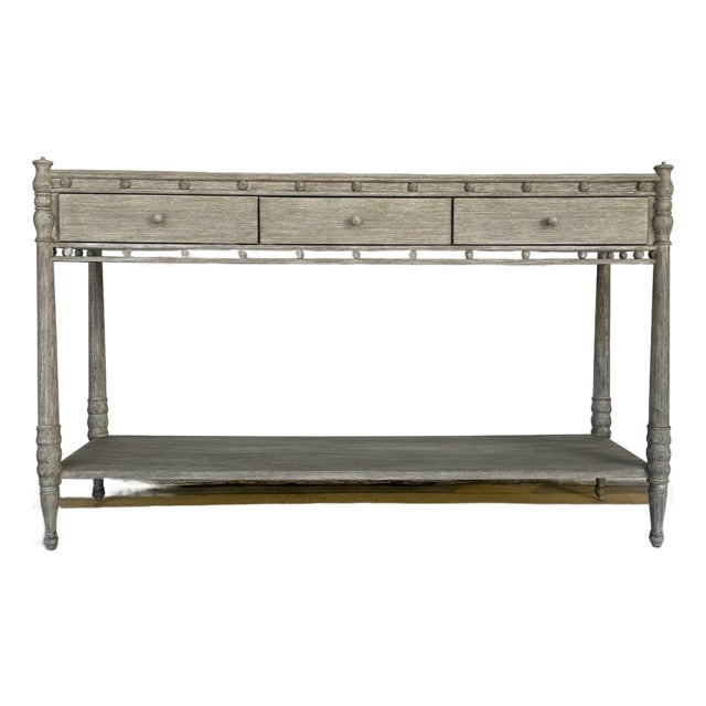 Jonathan Charles Transitional Gray Oak Morris Console Table For Sale