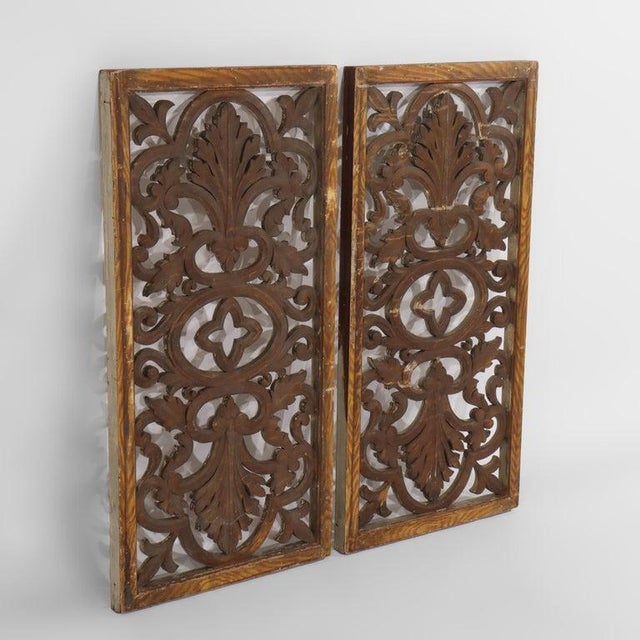 Vintage Carved Wood Architectural Grates 20thC For Sale - Image 4 of 8