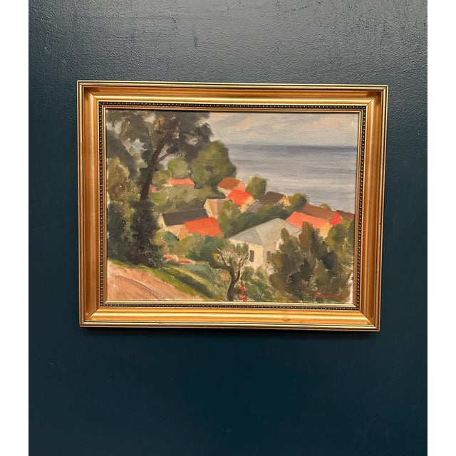 Bernhard Önstad, Coastal Village, 1960s, Oil on Panel, Framed For Sale - Image 15 of 16