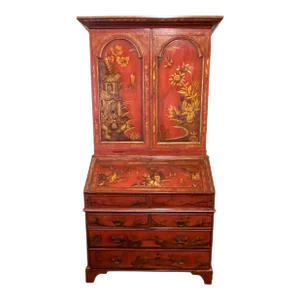 18Century English Chinoiserie Secretary Desk Japanned Lacquer