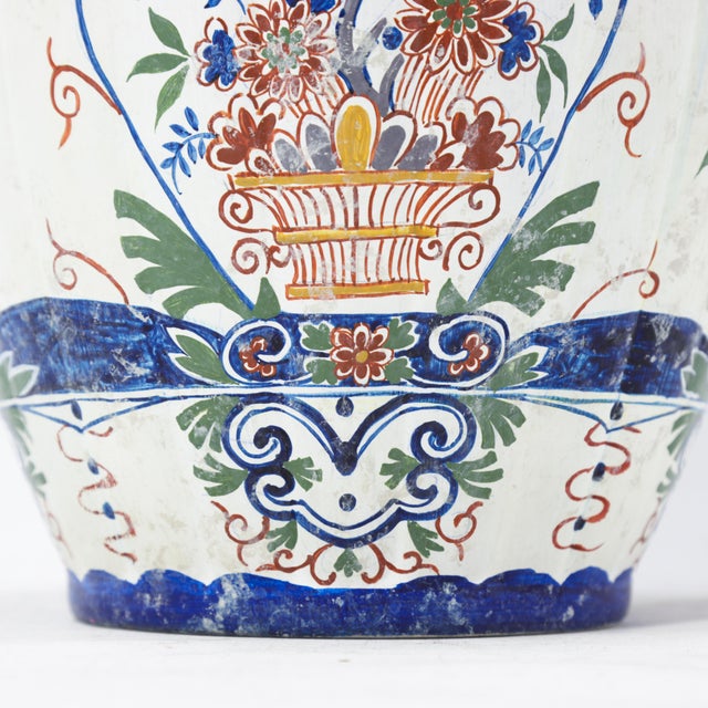 Vintage Dutch Delft Polychrome Lidded Ginger Jar in Floral Pattern For Sale - Image 10 of 17