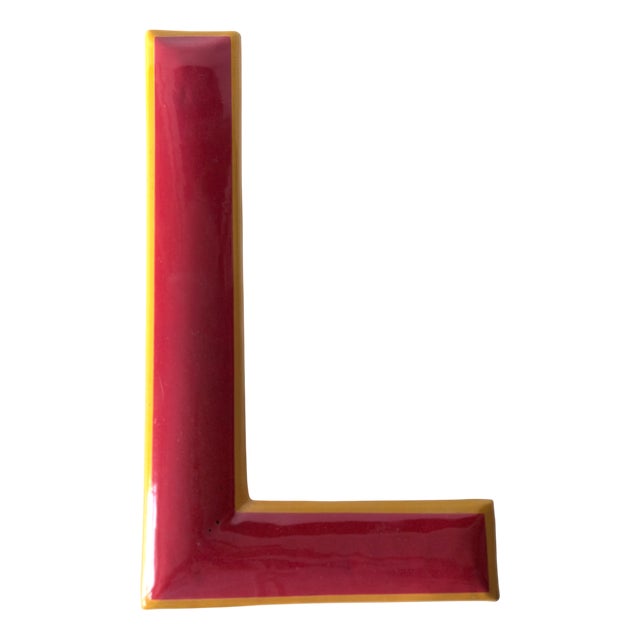Vintage Enamel Letter T, 1960s For Sale