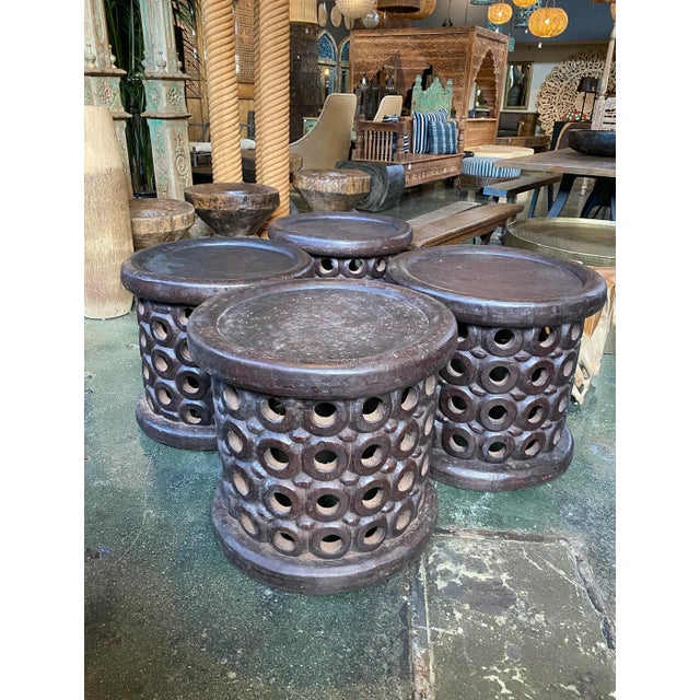 Wood Vintage Bamileke Circle Stool Table For Sale - Image 7 of 7