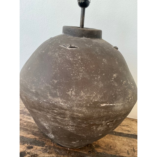 Ceramic Vintage Primitive Matte Ceramic Lamp For Sale - Image 7 of 12