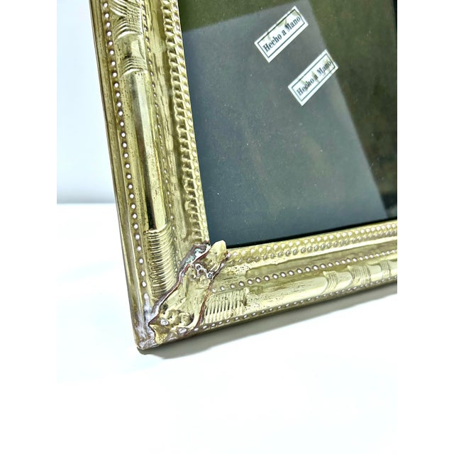 Mexican 1960s Repousse Silverplated Embossed Picture Frame Hecho a Mano Handcrafted For Sale - Image 3 of 10